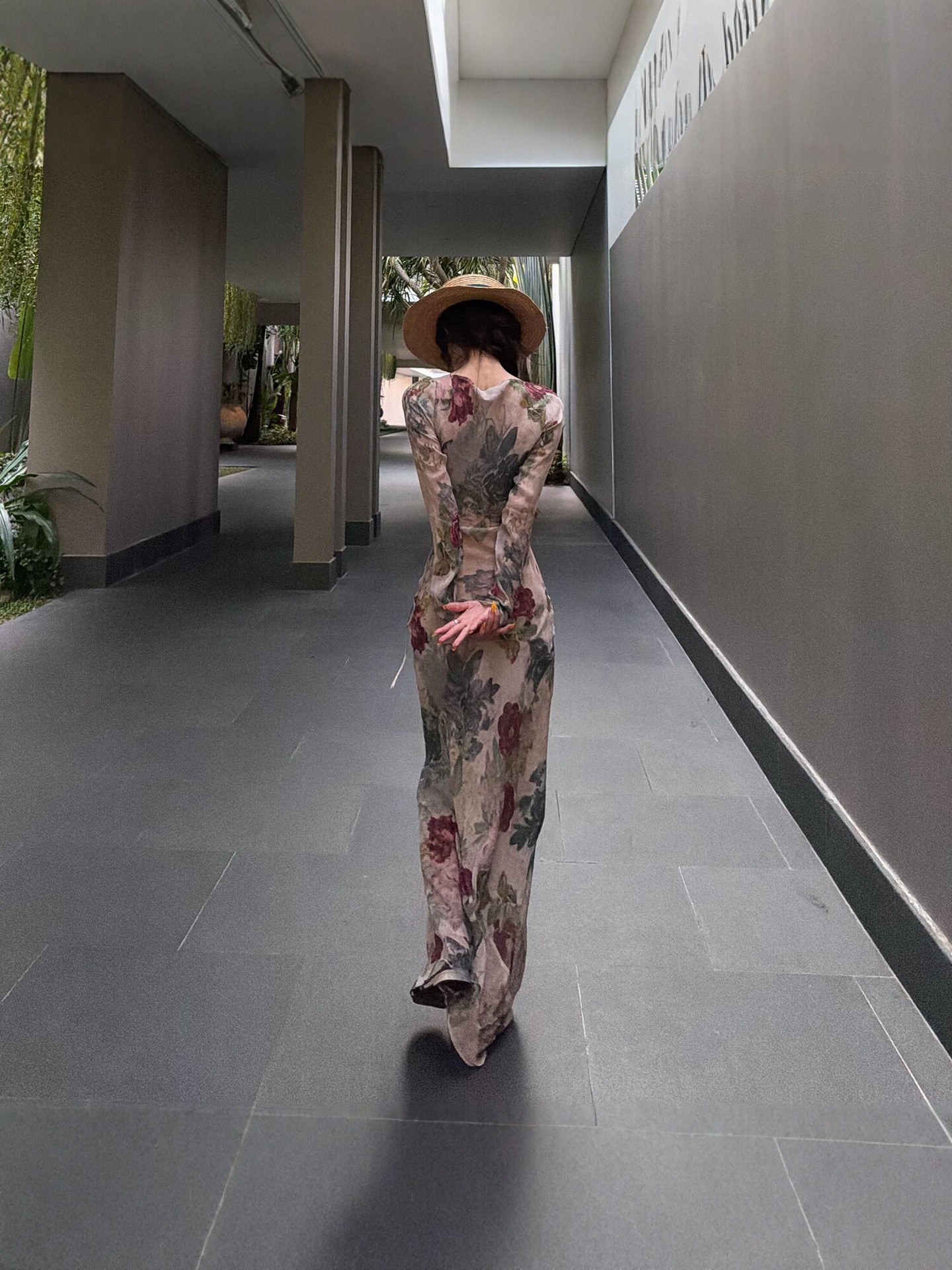 26 Summer Deep V-Cut Dress Bohemian Style Long Sleeve Slim Fit Printed Dress Women's Two-Piece Long Dress Set