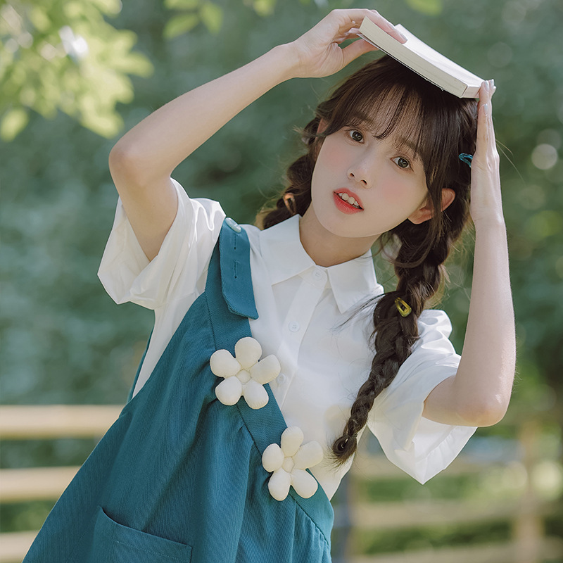 One Shoulder Strap Skirt Suit Girl's Summer 2023 New Junior High School Students Sweet Cute Dress