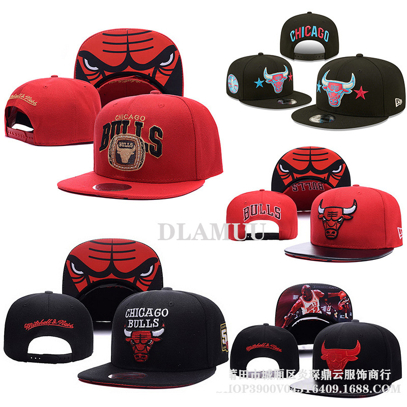 Cross-Border Nba Lakers Bull Head Baseball Cap Basketball Cap Embroidered Flat Brim Cap American Style Trendy Unisex Baseball Cap