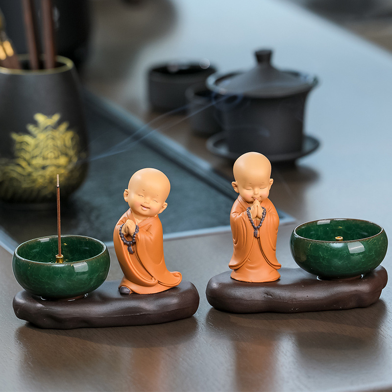 Rui Jie Zen Huineng Little Monk Home Ornaments Desktop Decorations Sandalwood Sink Aromatherapy Stove Disc Incense Line Incense Insert