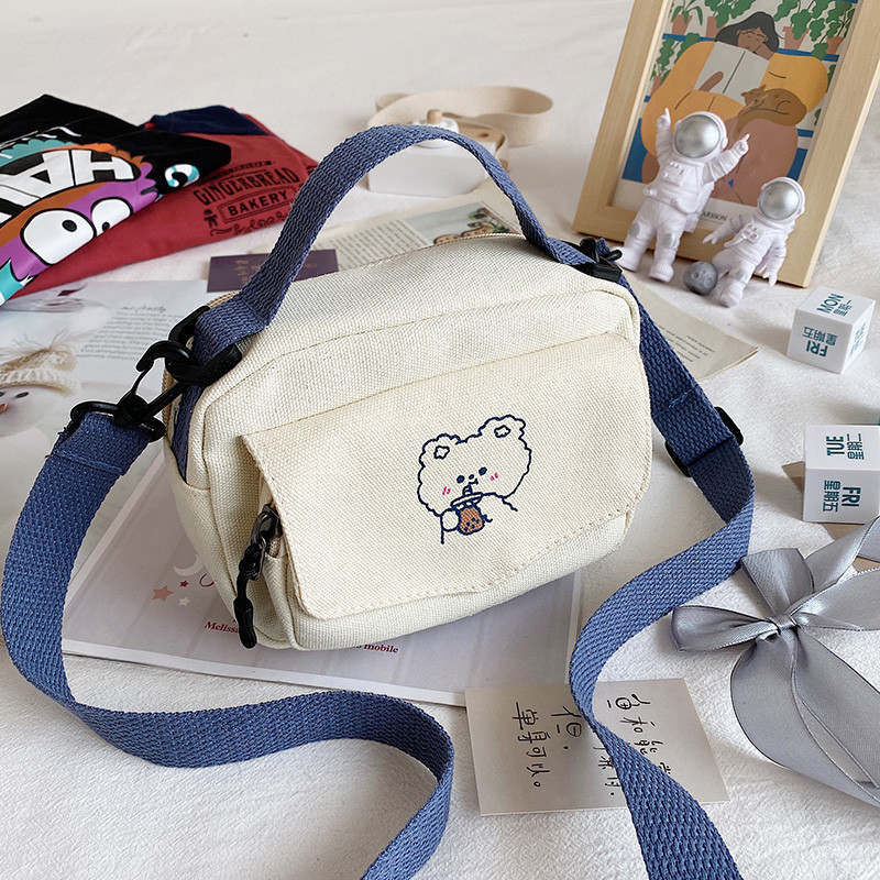 Cute Girl Canvas Bag 2021 New Korean Style ins Japanese Harajuku Canvas Crossbody Bag Female Student Shoulder Bag