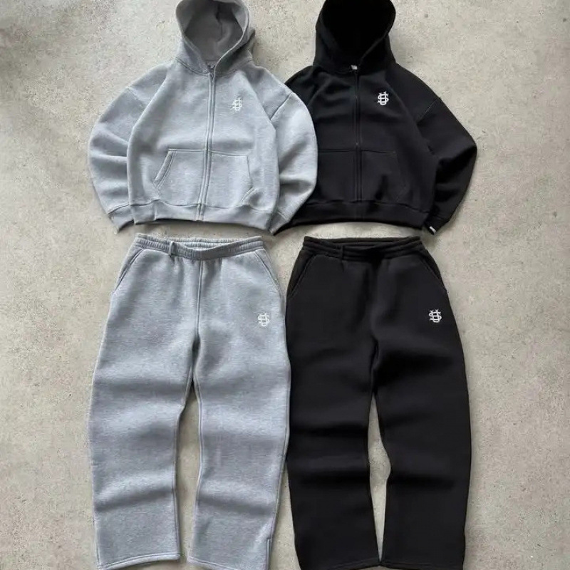 2025 Cross-Border New Y2 Trendy Suit Men and Women European and American Fashion Brand Fashion Street Style Printed Sweatshirts and Sweatpants Foto QC de 1688 na Qualit.ly