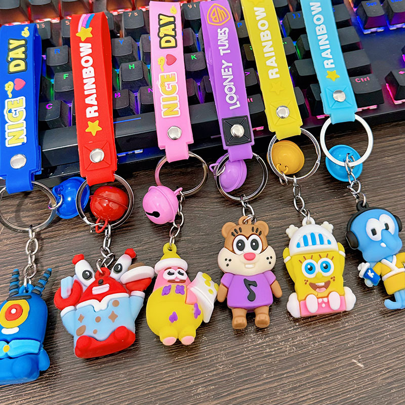 Cartoon Sponge Series Patrick Keychain Cartoon Pendant Trendy Play Doll Push Gift Bag Hanging Ornaments Wholesale