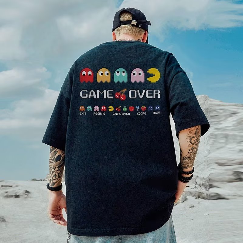 American-Style Trendy Brand Loose T-Shirt for Plus-Size Men, Short-Sleeve, Oversized, Five-Quarter Sleeve, Large Size Men's Clothing, Summer Fashion, 8XL
