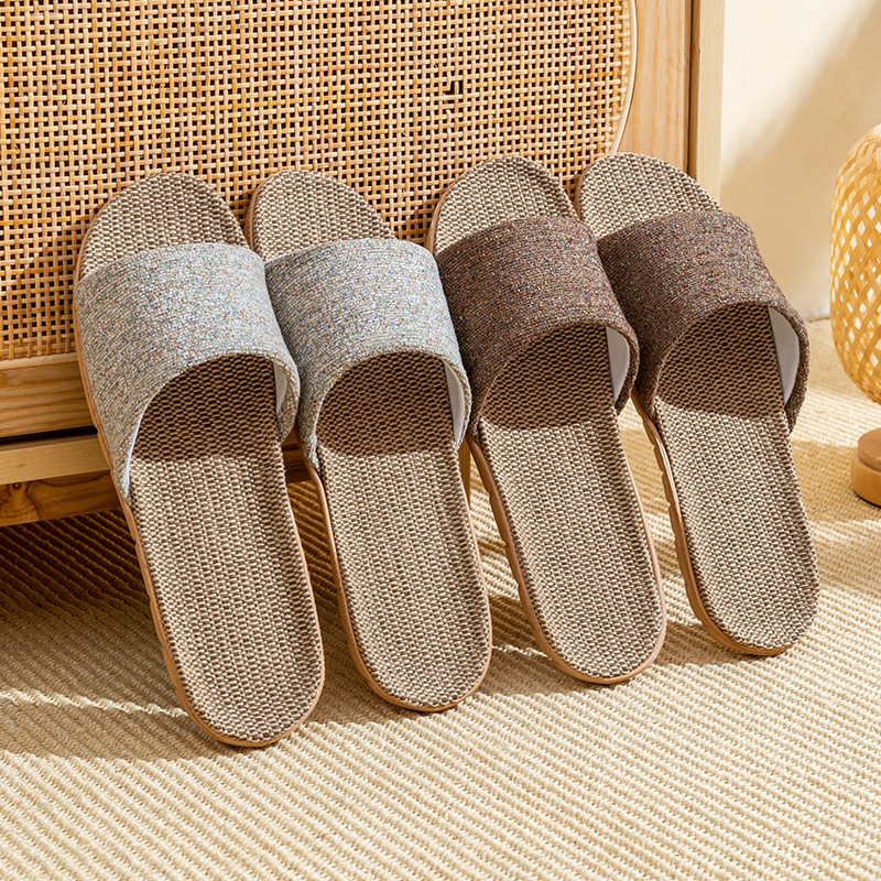 Linen Slippers Home Thick Bottom Straw Men's and Women's Summer Slippers Home Indoor Non-slip Non-smelly Foot Wholesale