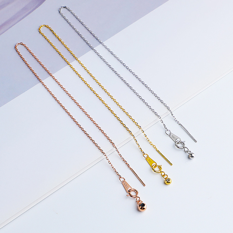 s925 sterling silver beaded adjustable cross chain bracelet anklet accessories DIY handmade beaded o chain strip material