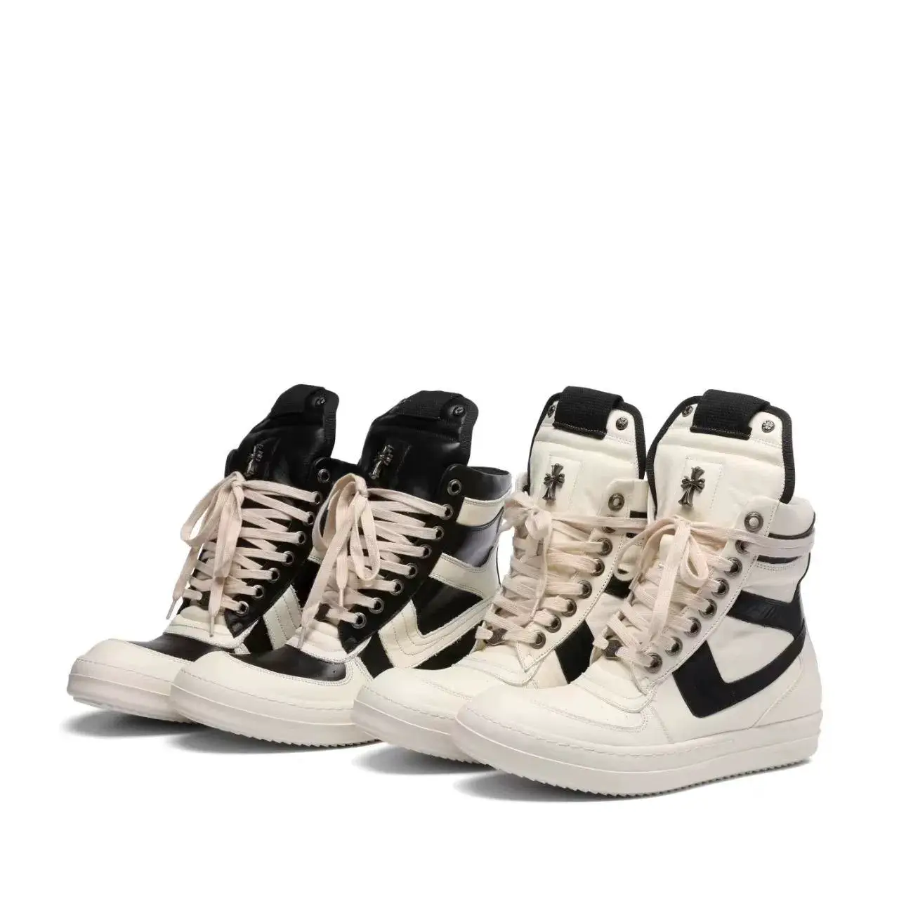 In-Stock American-Style Ro Same Model Black and White High-Top Trendy Men's Shoes Versatile Thick-Soled Height-Increasing Sneakers Sports Casual Shoes