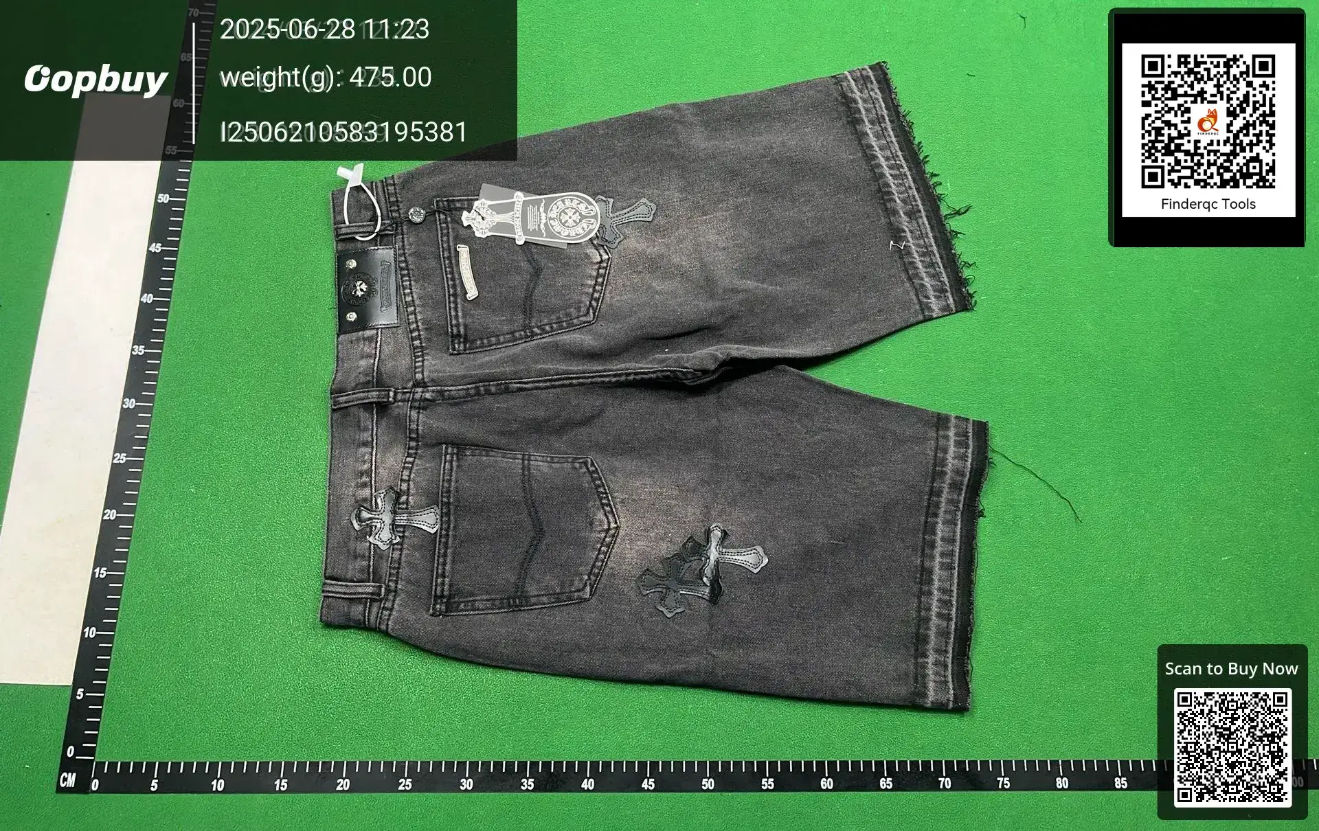 24SSChrome Hearts Cross Embroidered Old Denim Shorts Pants Cross Border for Couples