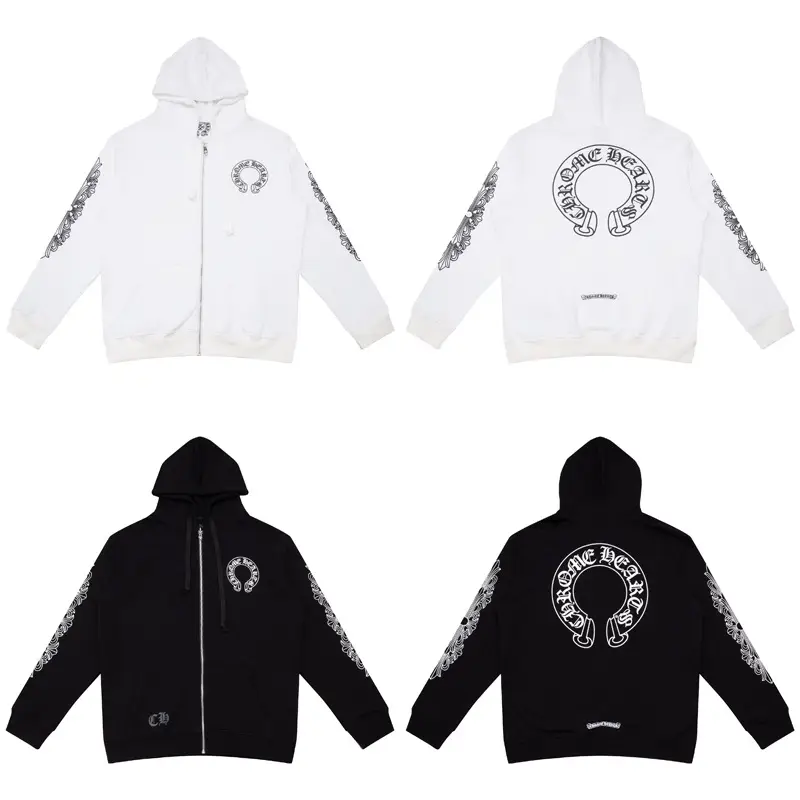 2025 new CH Crocker Jupiter scroll logo simple classic hooded zipper cardigan men's and women's models loose sweater