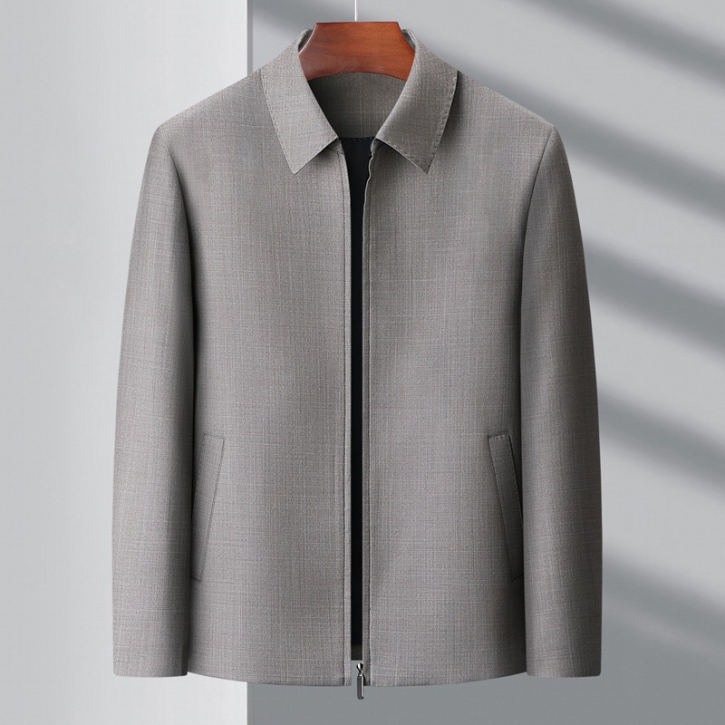 Middle-Aged Men's Wool Jacket Autumn New Business Casual Lapel Men's Jacket Dad's Wear No-Iron Wool Top