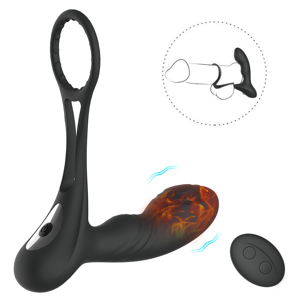 Double-Ring Heated Prostate 10-Frequency Vibration 1-Button Heated Prostate Massage Backcourt Adult Products Wholesale Delivery