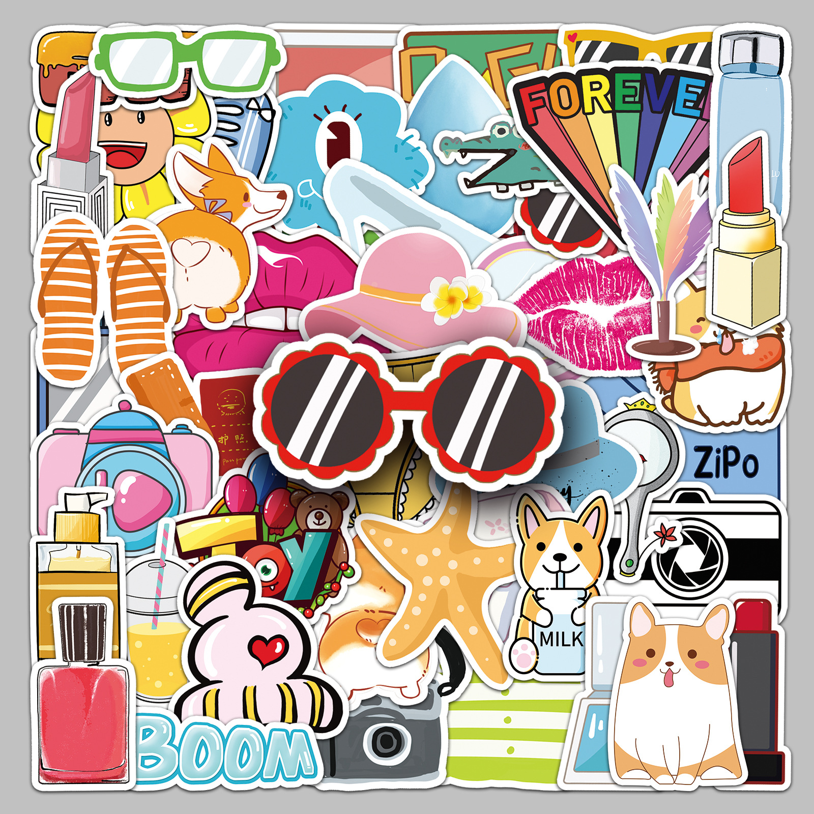 50 ins wind VSCO graffiti small fresh diy luggage laptop car stickers waterproof cartoon stickers