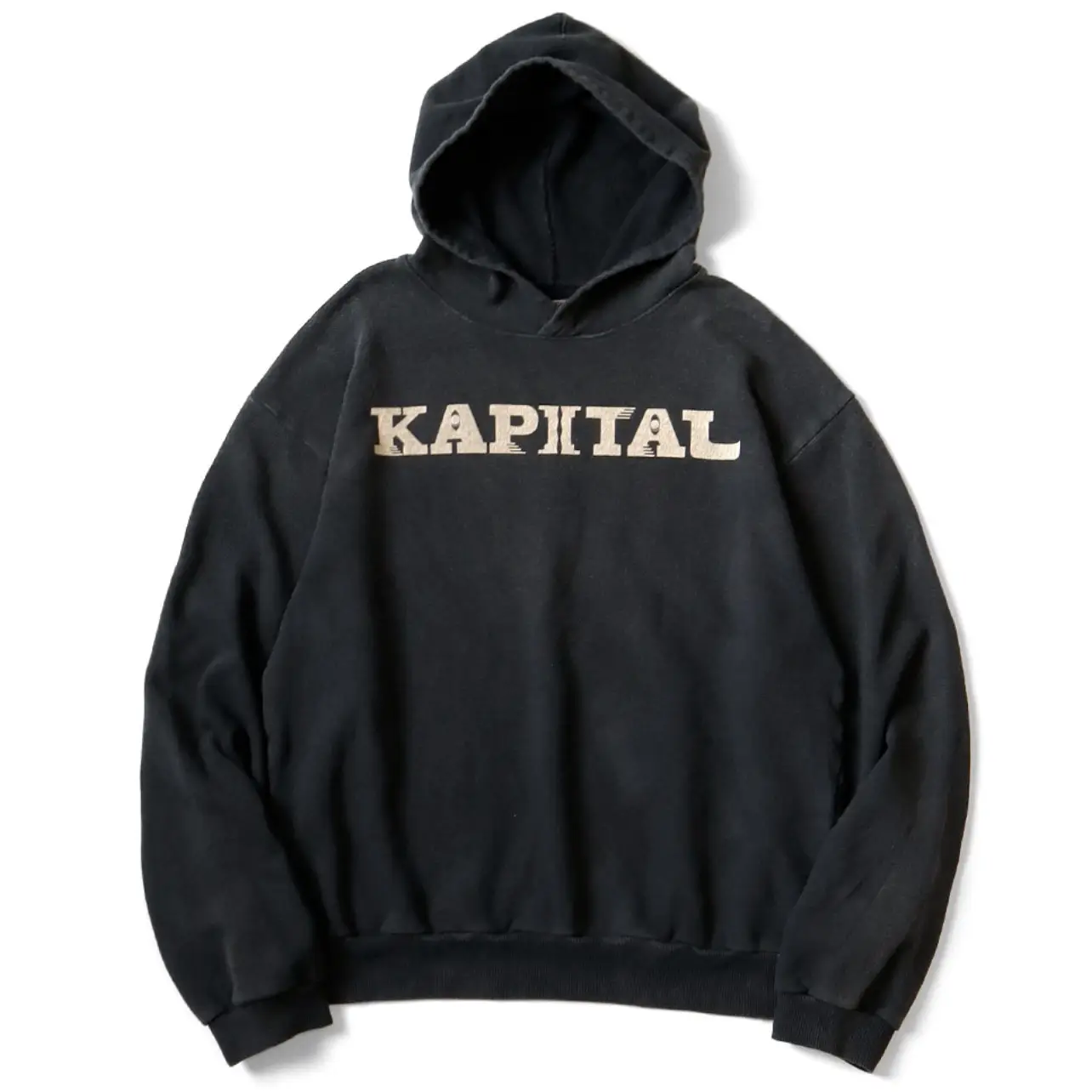 24Aw Kapital Hirata Kazuhiro Japanese Casual Pure Cotton Warm Letter Print Distressed Hoodie