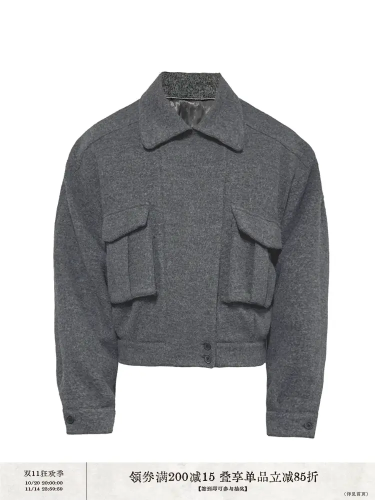 JCAESAR JACKET Woolen Double Pocket Flying Jacket with Three Dimensional Woolen Firming and Stylish Shoulder Fit
