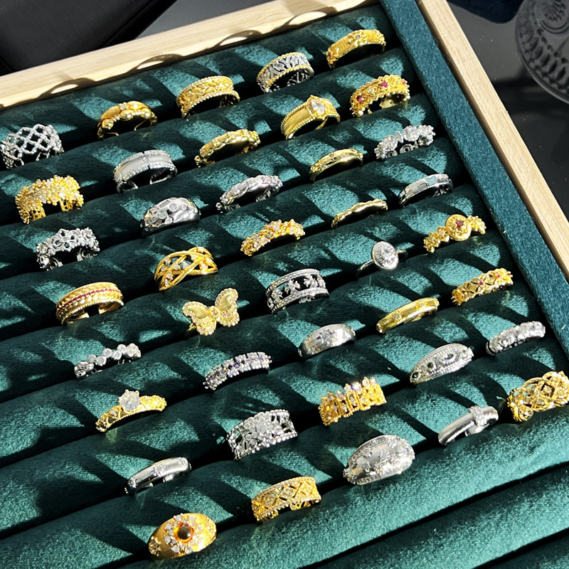 Geometric Wire-drawing Collection Ring Women's All-match Elegant Retro Simple Fashion Sweet Cool High-end Open Ring Trendy