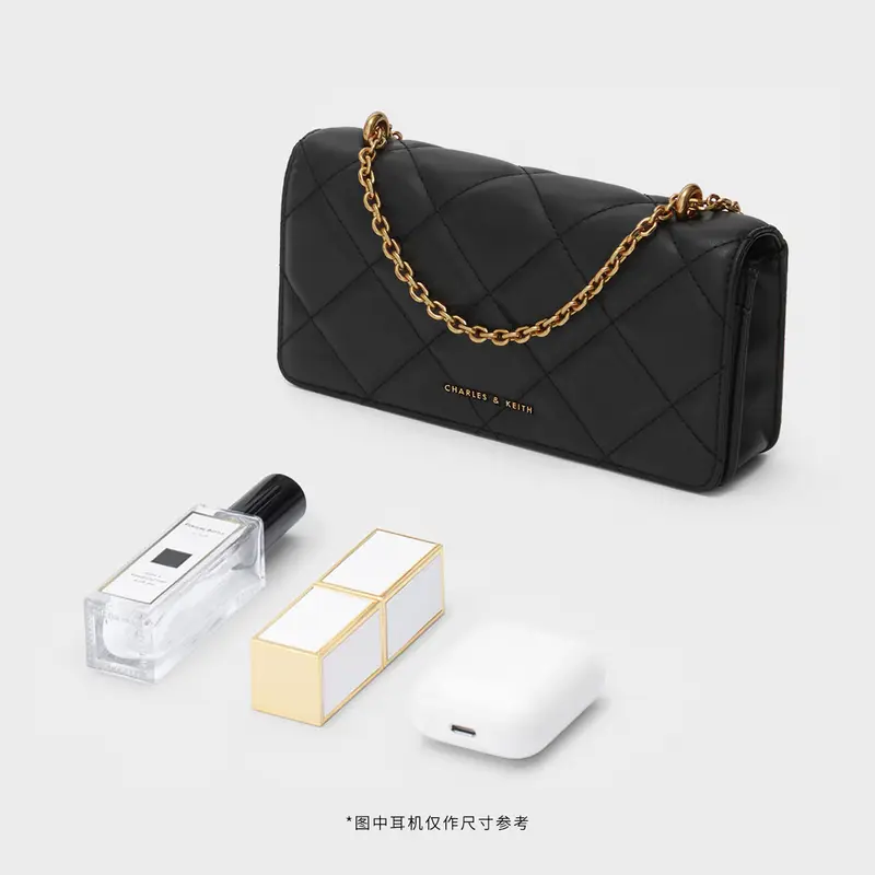 [New Year Gift] Charles&Keith Women's Bag Ck6- 10680924 Oil Painting Quilted Small Square Chain Bag