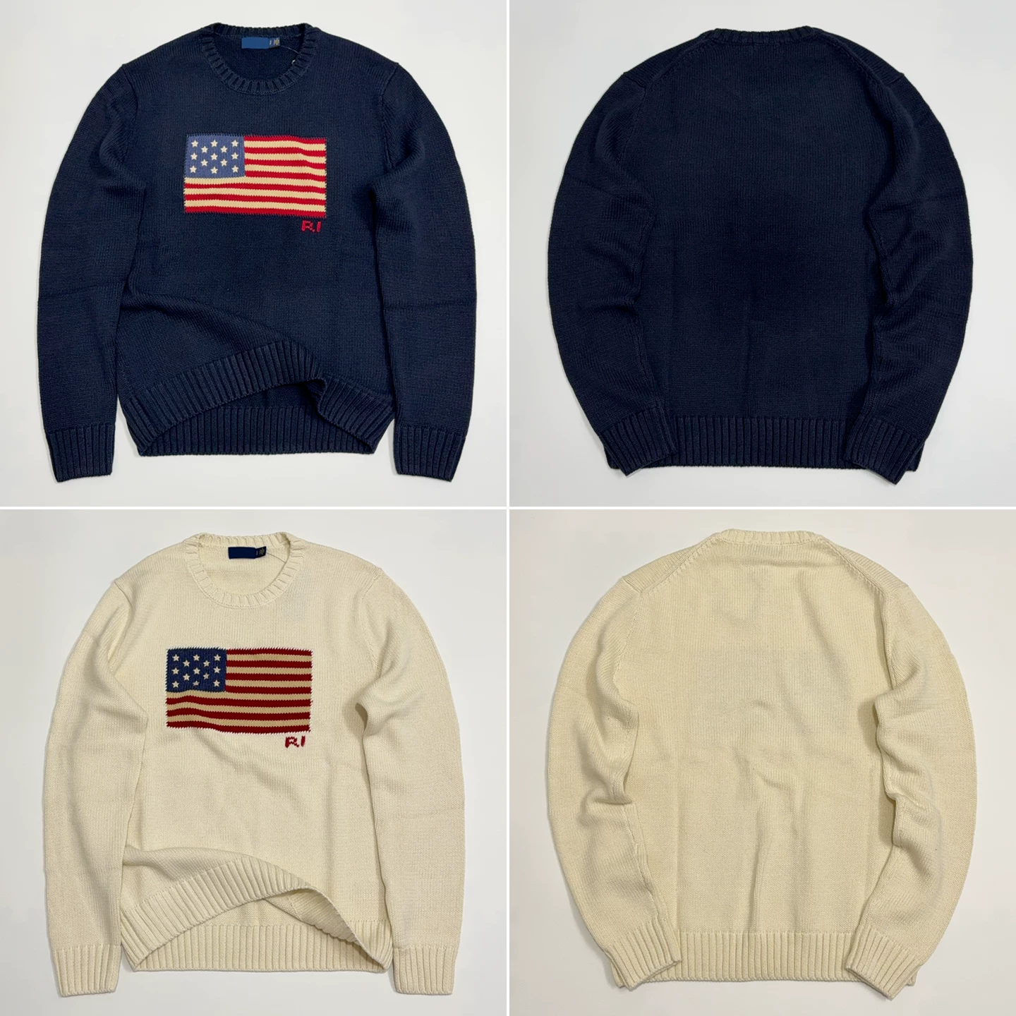 2026 New American Star Flag Men's Long Sleeve Sweater Old Money Style Classic American Pure Cotton Knitted Sweater