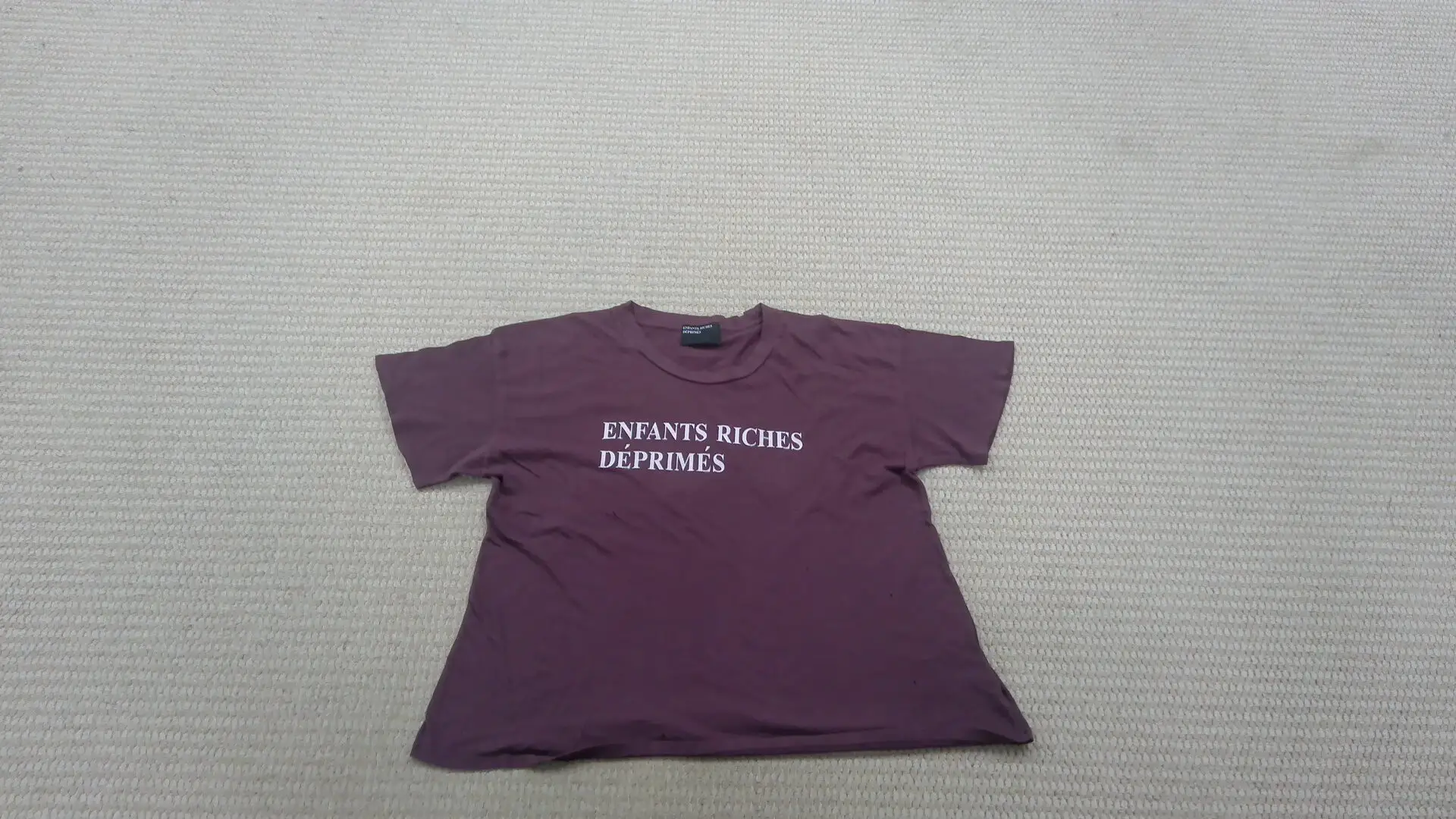 Erd25Ss Melancholic Second-Generation Limited Edition Classic Mud Red Slogan Distressed Washed Boxy Short-Sleeve Basic T-Shirt