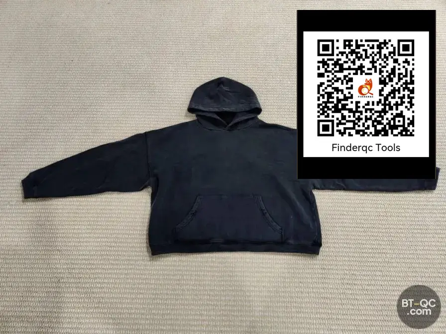 Single Seam Vtg Erd Short Wide Fit Hooded Sweatshirt Washed Black Sweatshirt thickened 550g