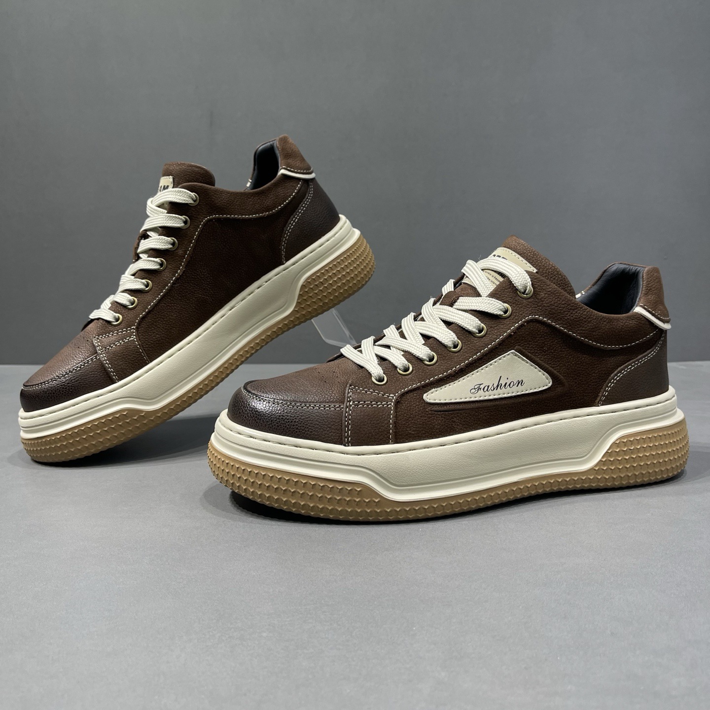 Low-Top Retro Men's Shoes, Autumn and Winter Fleece-Lined Cotton Shoes, New Men's Genuine Leather Thick-Soled Casual Sneakers, Men's Sports Work Shoes