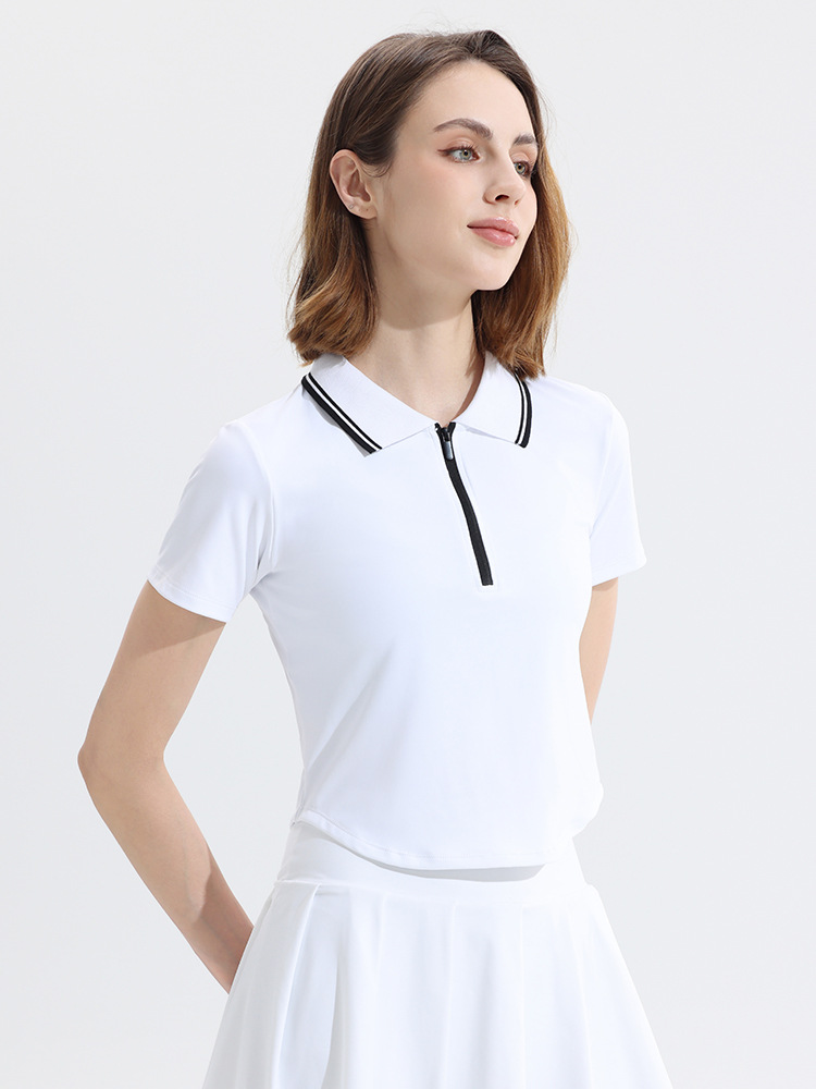 Summer Sports Short-Sleeved Women's Quick-Drying T-Shirt Fitness Casual Tops Running Training Clothes Tennis Badminton Polo Shirt