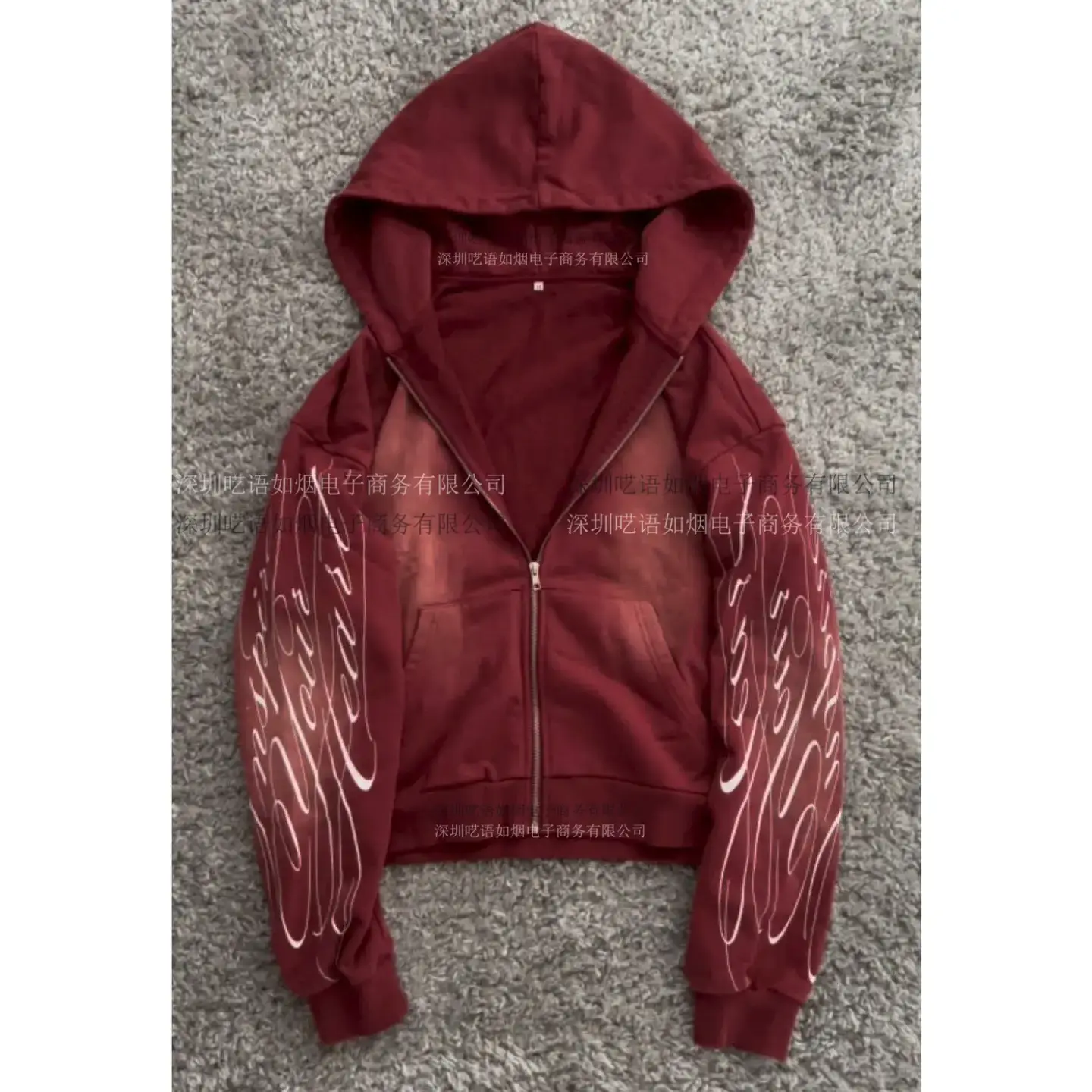 European and American Cross-Border Foreign Trade Letter Print Zipper Sweatshirt Long-Sleeved Pullover Hoodie Retro Jacket Street Wear