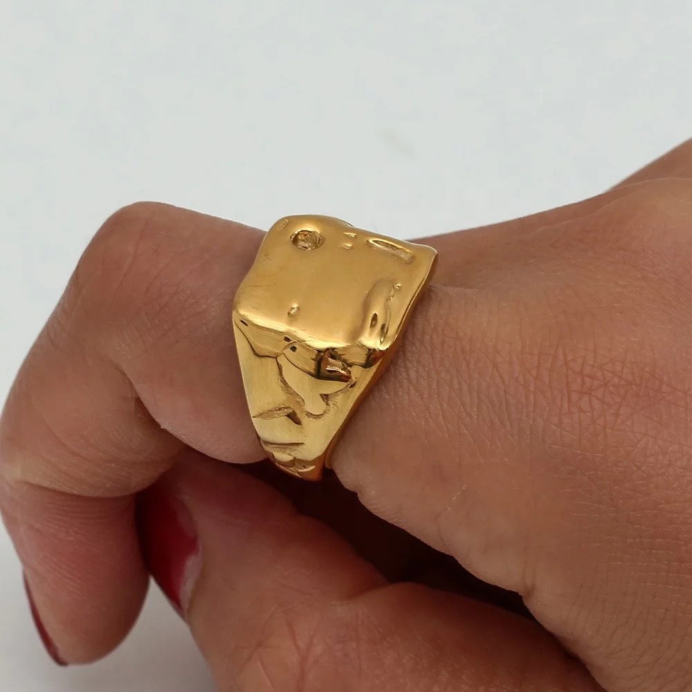Dazan Ring in Stock, European and American Cross-Border Ins Retro Style 18K Real Gold Electroplated Lava Irregular Pattern Ring
