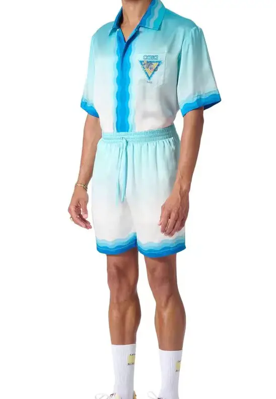 Xuan Zhan Independent Casablanca Gradient Corrugated Resort Style Beach Pants Retro Lazy Loose Thin Section shorts