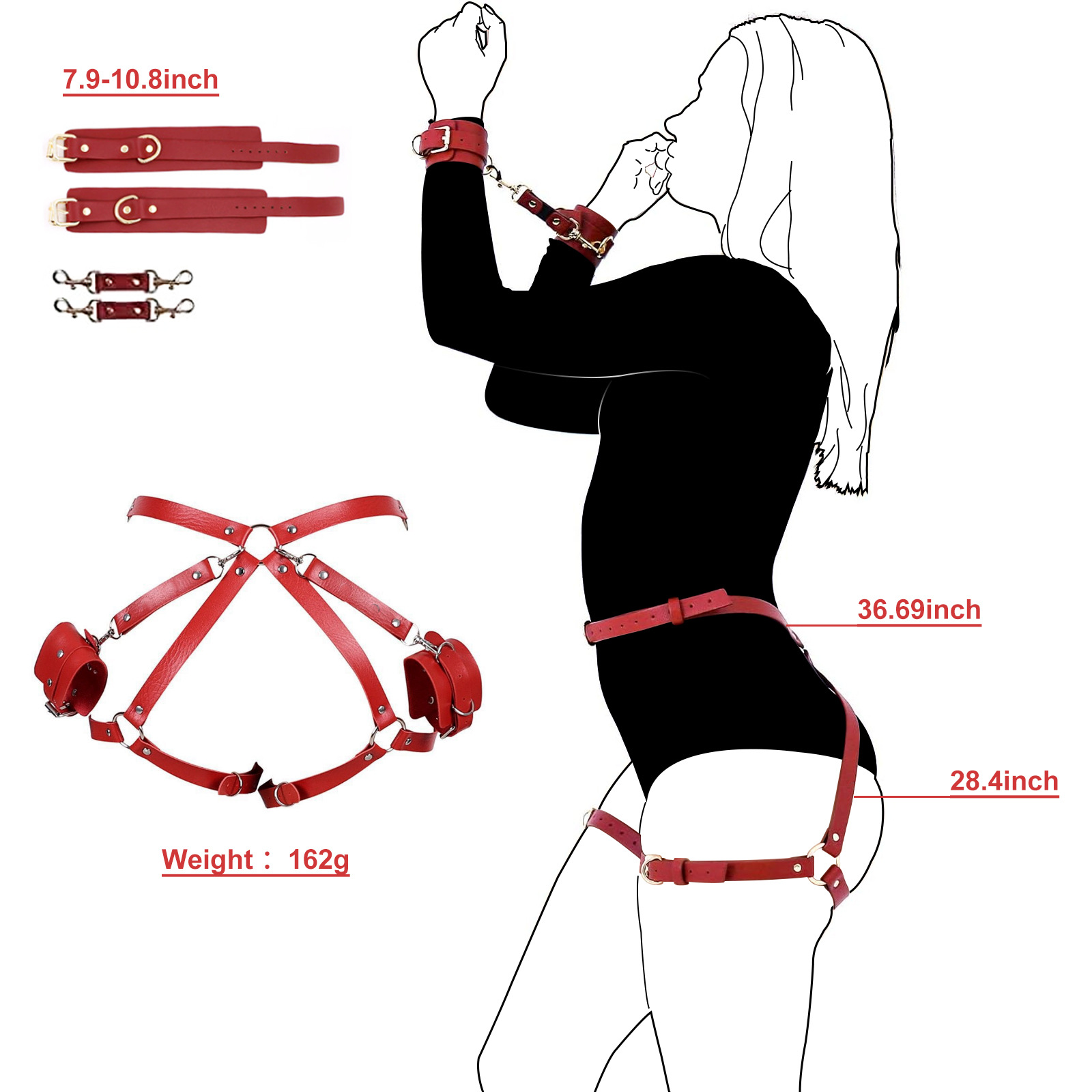 Cross-border Hot Sale sm Leather Handcuffs Bundled Leg Split suit Tune Adult Sex Products sm Sex Props