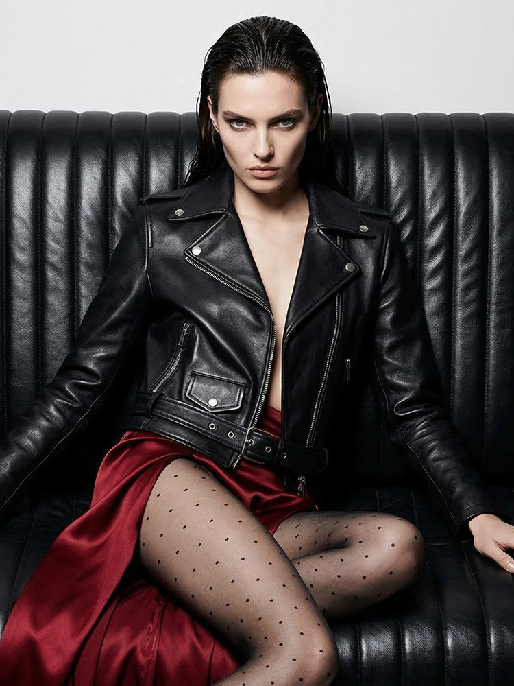Motorcycle Jacket for Women, Short Style, 2026 New Model, Black Leather Jacket for Petite Women, Sweet and Cool Style, Spicy Girl Jacket, Leather Jacket for Petite Women
