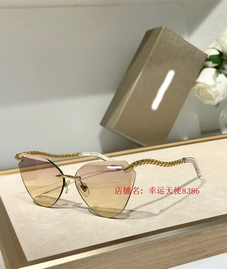 2024 Model Fashion Luxury Women's Rimless Stylish Casual Sunglasses European Celebrity Style Snake Leg Street Style Cat Eye Sunglasses