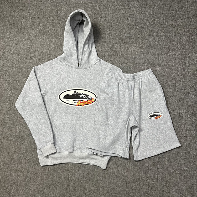 Corteiz Classic Series Ship Print Logo Hip-Hop Terry Hooded Sweatshirt Trendy Casual for Men and Women Couples