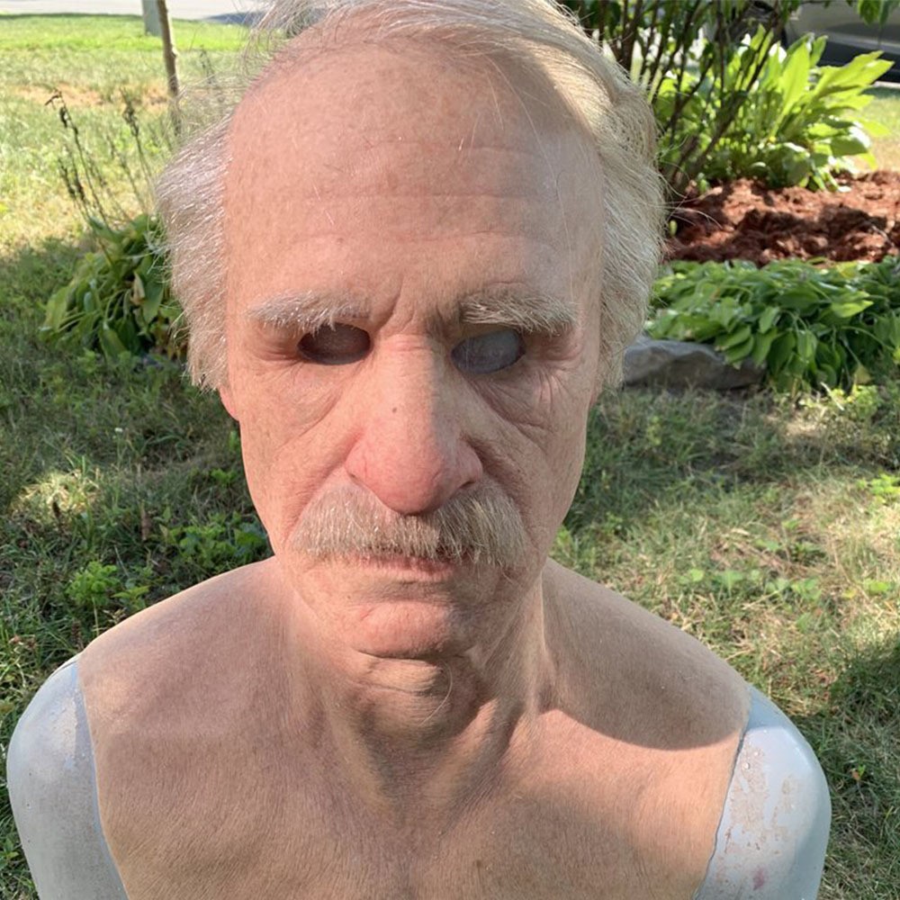 Cross-border Old Man Headset Old Woman Face Headset Wig Old Man Mask Halloween Humanoid Latex Mask in stock Fotografie QC de pe 1688 pe Qualit.ly