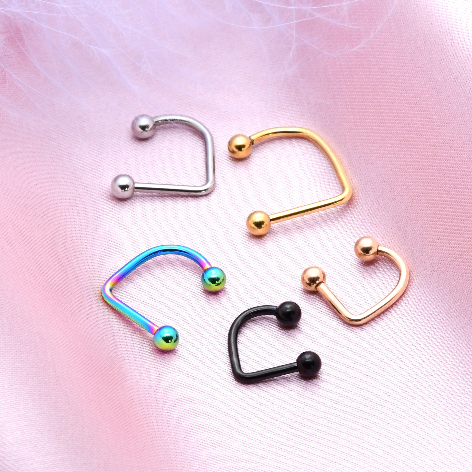 European and American Stainless Steel U-Shaped Lip Studs, Lip Rings, Round Head Versatile Non-Piercing Lip Jewelry Manufacturer Wholesale Lip Accessories