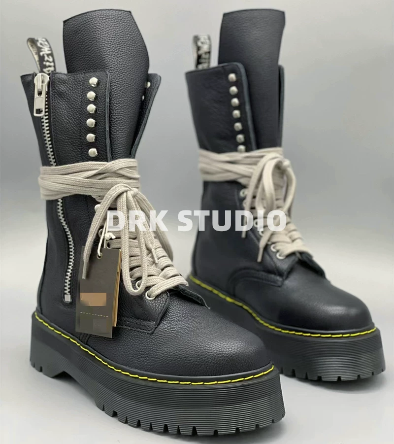 23 new joint styles with zipper on the outside, long tube Martin boots, thick soled boots for both men and women, same style boots for couples