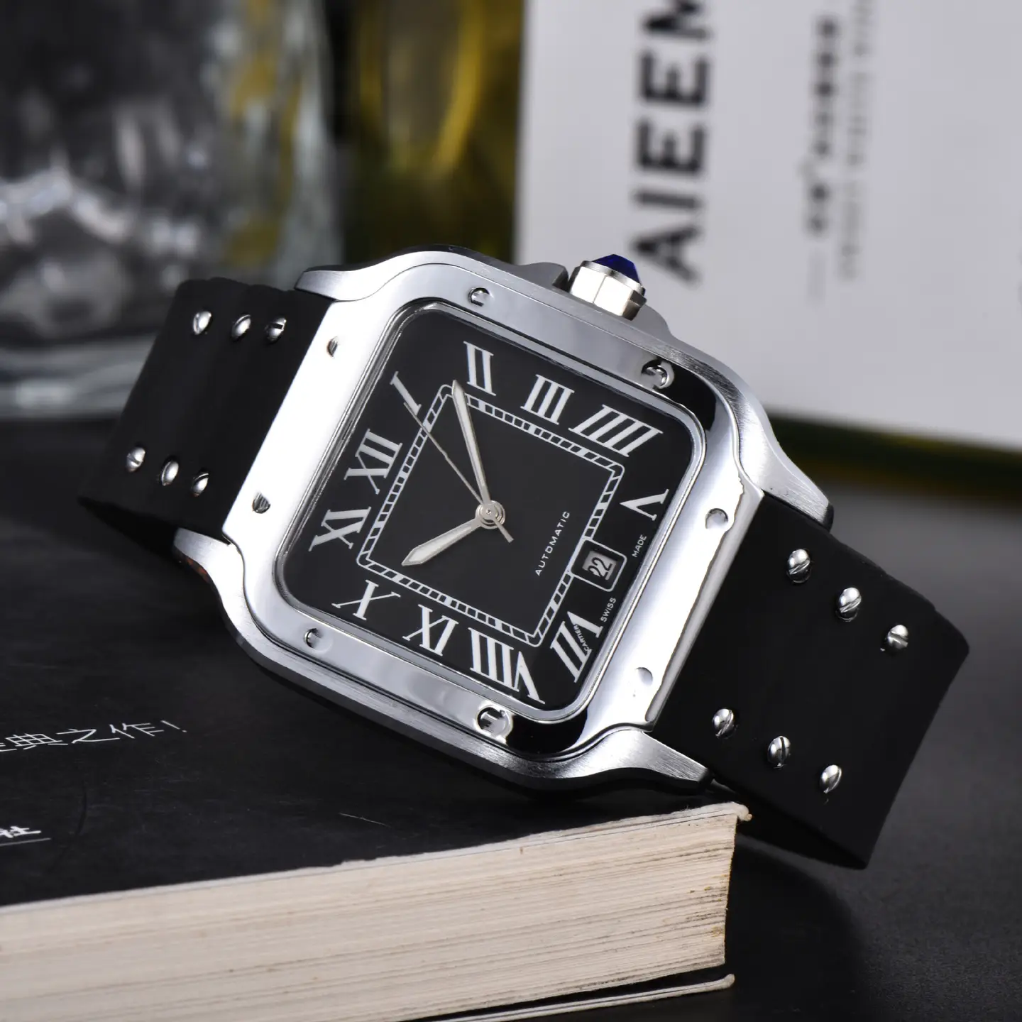 2025 Men's Foreign Trade Three Hands Square Quartz Calendar Sweep Seconds Movement Watch Manufacturers Wholesale One Piece