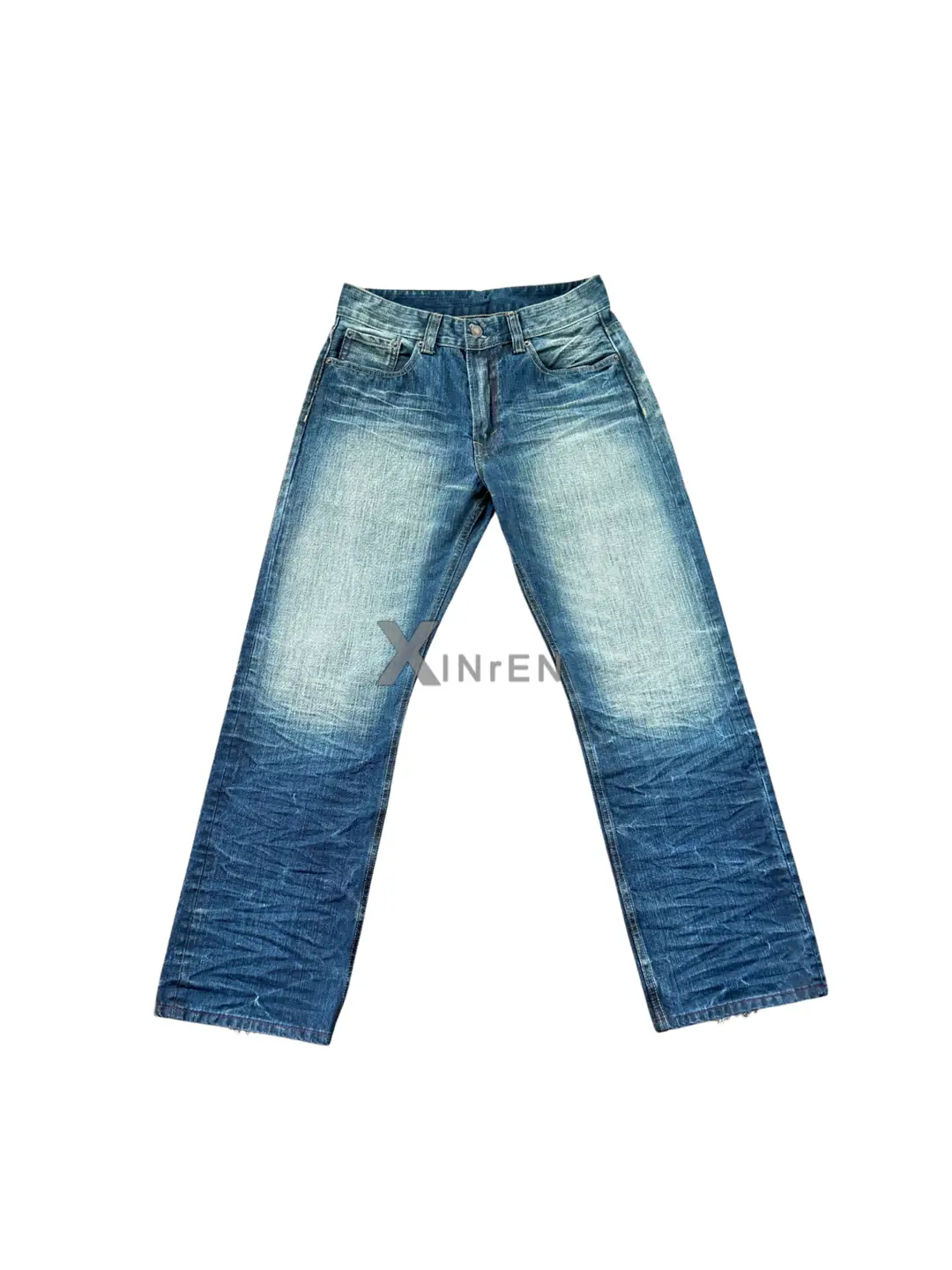 Xinren 523 Niu Wang Vintage90S Retro Indigo Honeycomb Whiskered Washed Jeans, the Treasure of the Store