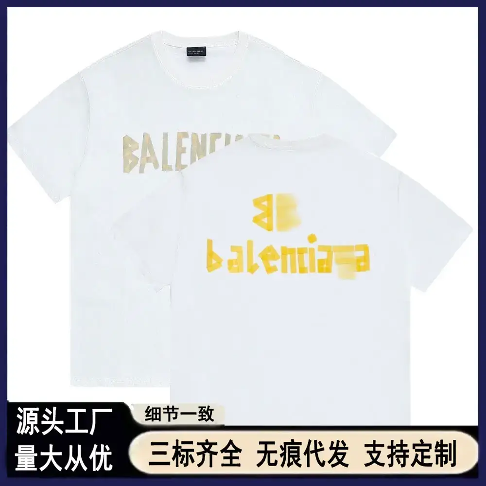 in stock generation hair Paris high version SS25 new B classic tape printing casual loose cotton short sleeve T-shirt
