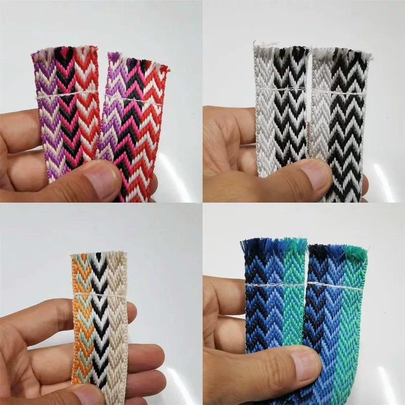 Suitable for Lanvin Flat Casual Sneakers, Wide Cotton Laces, 3cm Wide, Pink and Blue, New Color-Blocking Stitching Foto QC de TAOBAO na Qualit.ly