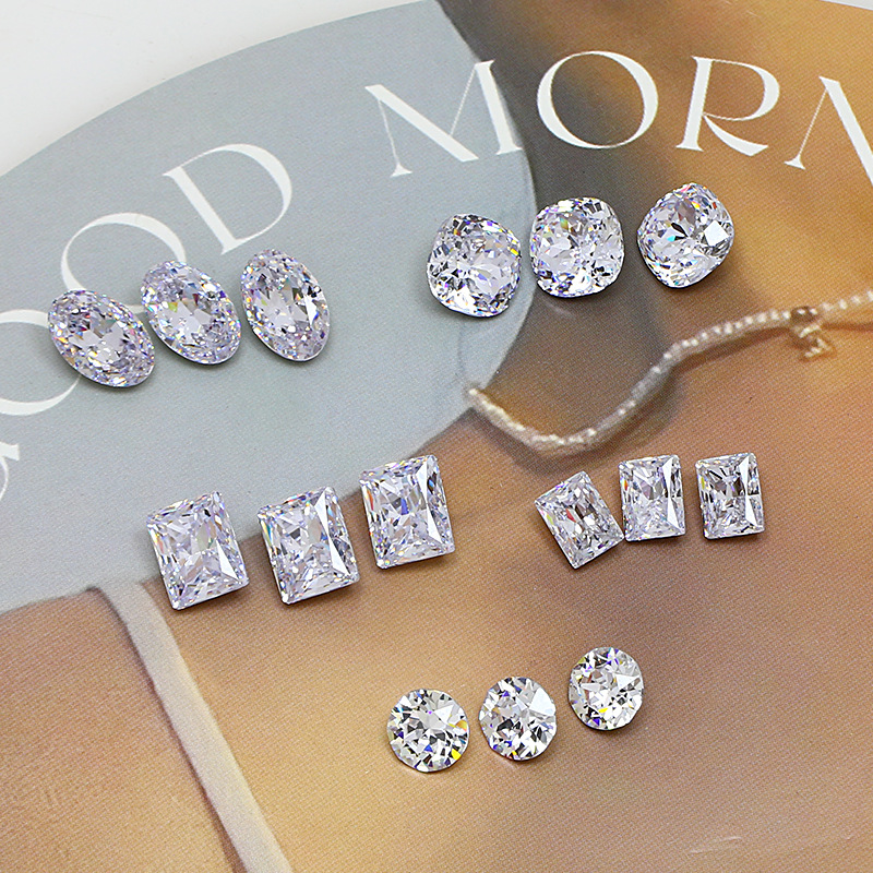 Dongzhou Star Zircon Nail Art Rhinestones Dove Egg Shape Square Ice Sugar Sparkling Zircon High Color Pointed Bottom Rhinestones DIY Nail Art Decorations