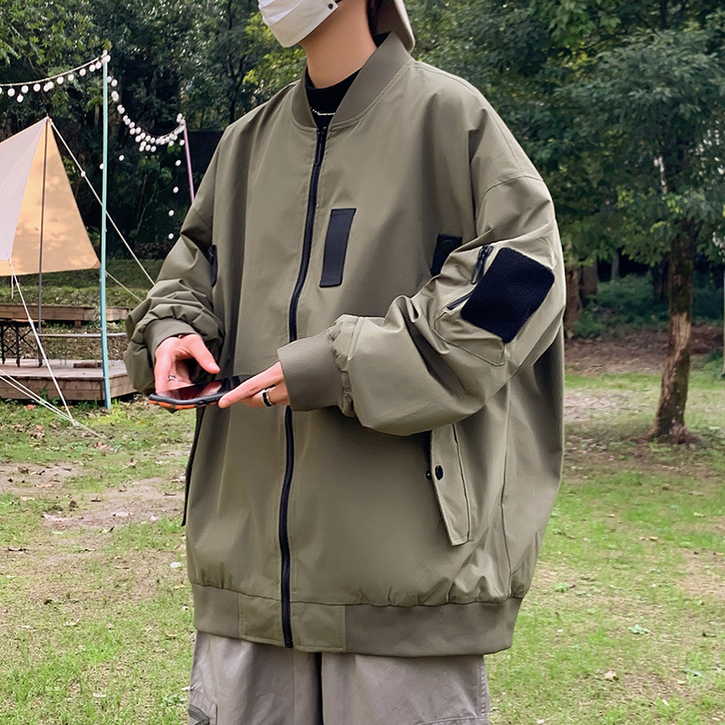 Spring and Autumn American Letter Embroidered Baseball Men's Vintage High Street Loose BF Fashion Brand Aviator Jacket Coat