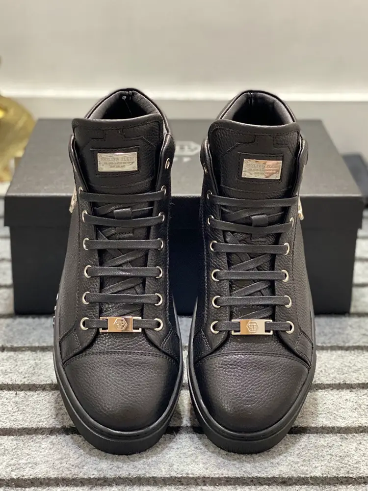 Trendy Winter New arrival Pp Skull High-Top Shoes for Men Genuine Leather Easiest for match Fashion White Shoes Casual Trendy Sneakers for Men