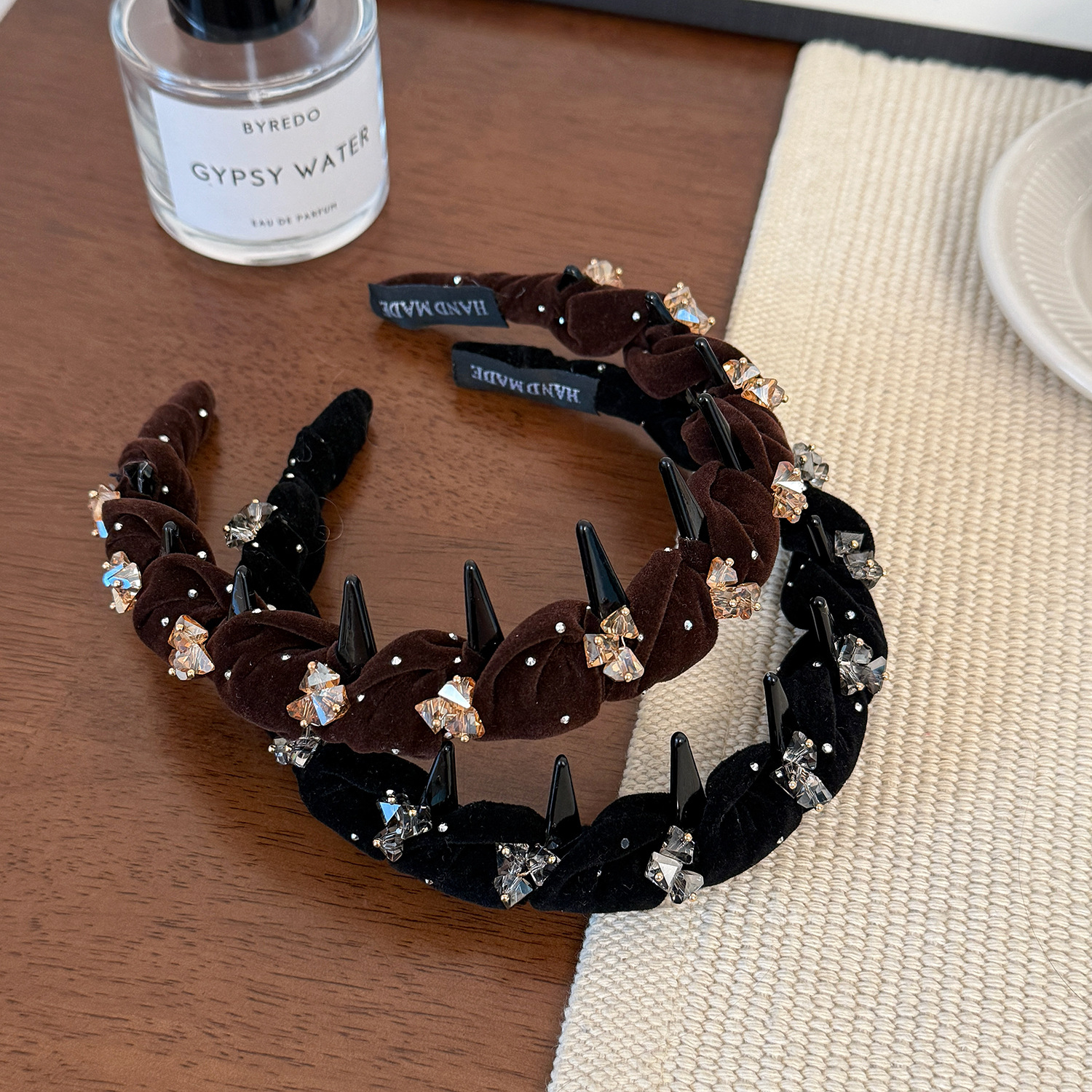 Velvet Headband Custom-Made with Starry Crystal, Exquisite Hairband, Korean Style with Teeth, High-Top Headband, Non-Slip Hairpin