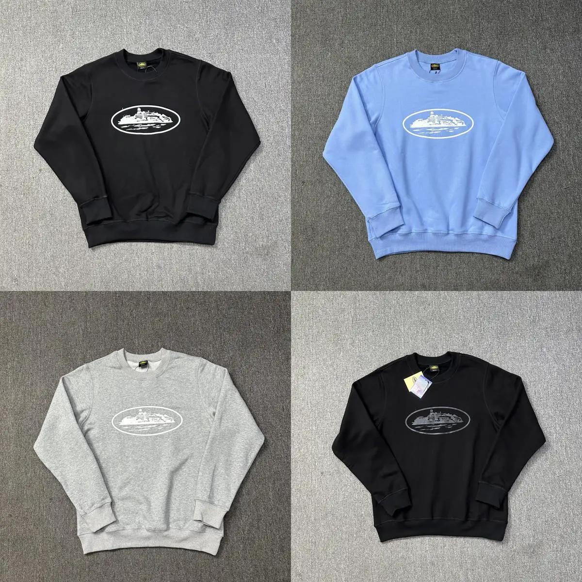 American Street Style ins Trendy Corteiz Alcatraz Print Trendy Brand Loose Casual Crew Neck Pullover Sweatshirt for Men and Women