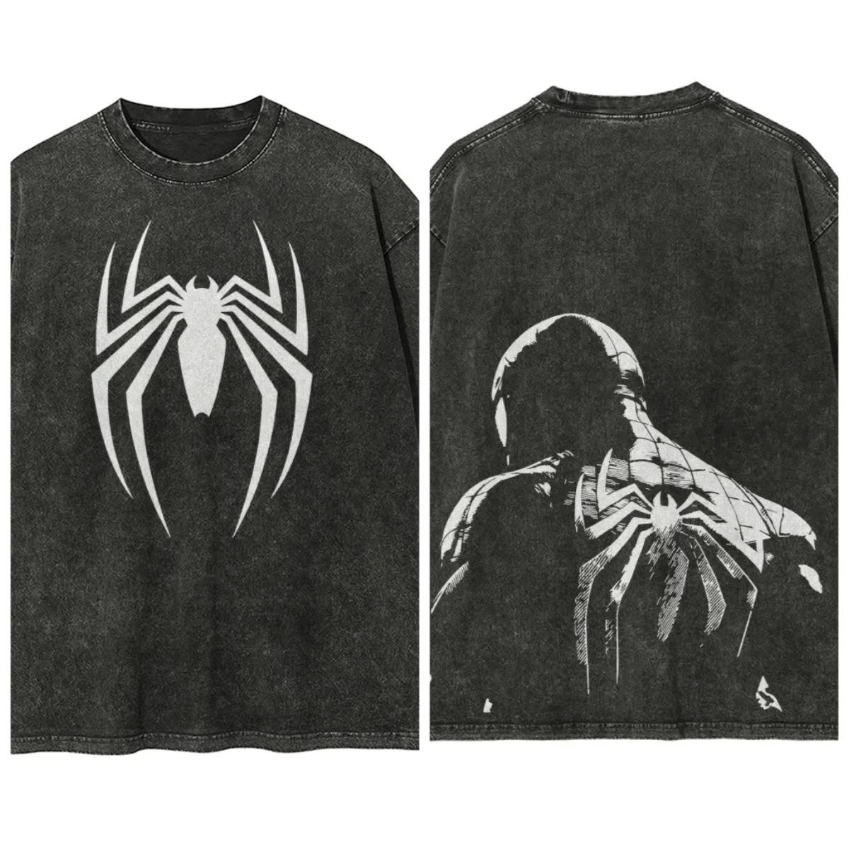 Marvel Spider-Man Washed Retro Short-Sleeved T-Shirt Casual Summer Men's Short-Sleeved Half-Sleeved Sports Popular Cotton Foto QC de 1688 na Qualit.ly