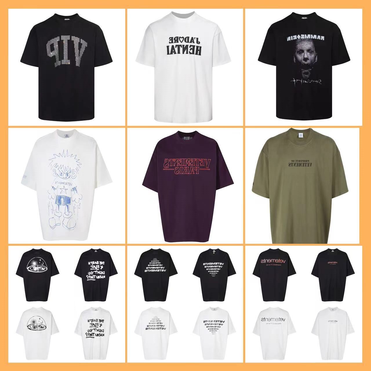 Cross-border VTM ICON New American Trend Signature Letter OS Loose Casual Short-sleeved Round Neck T-shirt for Men and Women