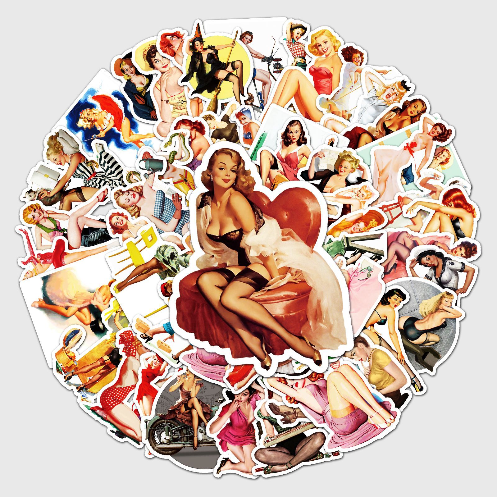 50 retro poster girl graffiti personality cross-border sexy beauty DIY skateboard luggage stickers waterproof