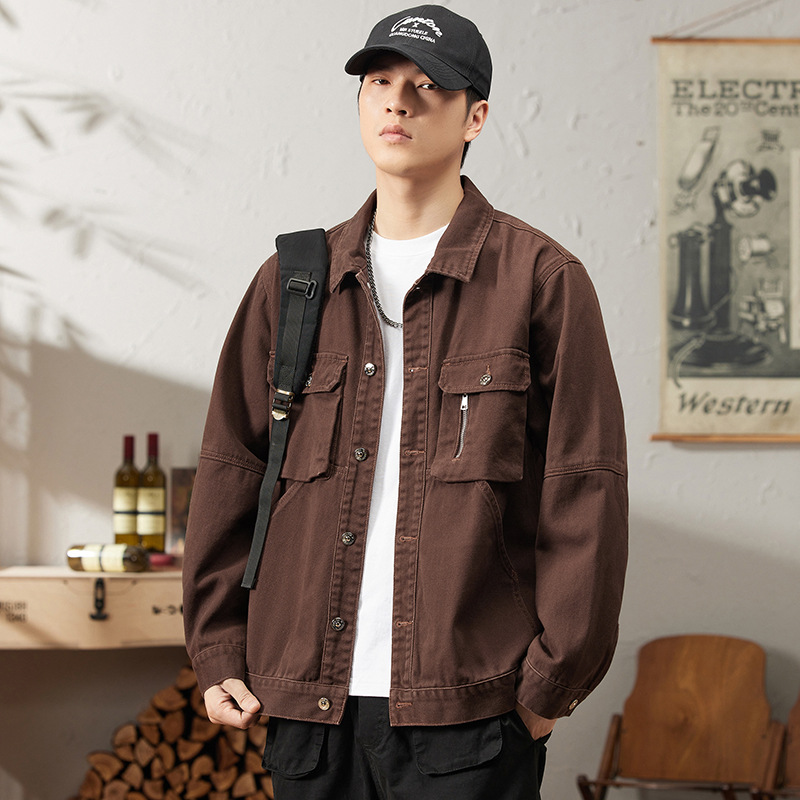 Plus size men's spring new heavy-duty washed Denim jacket loose all-match cotton retro workwear top coat