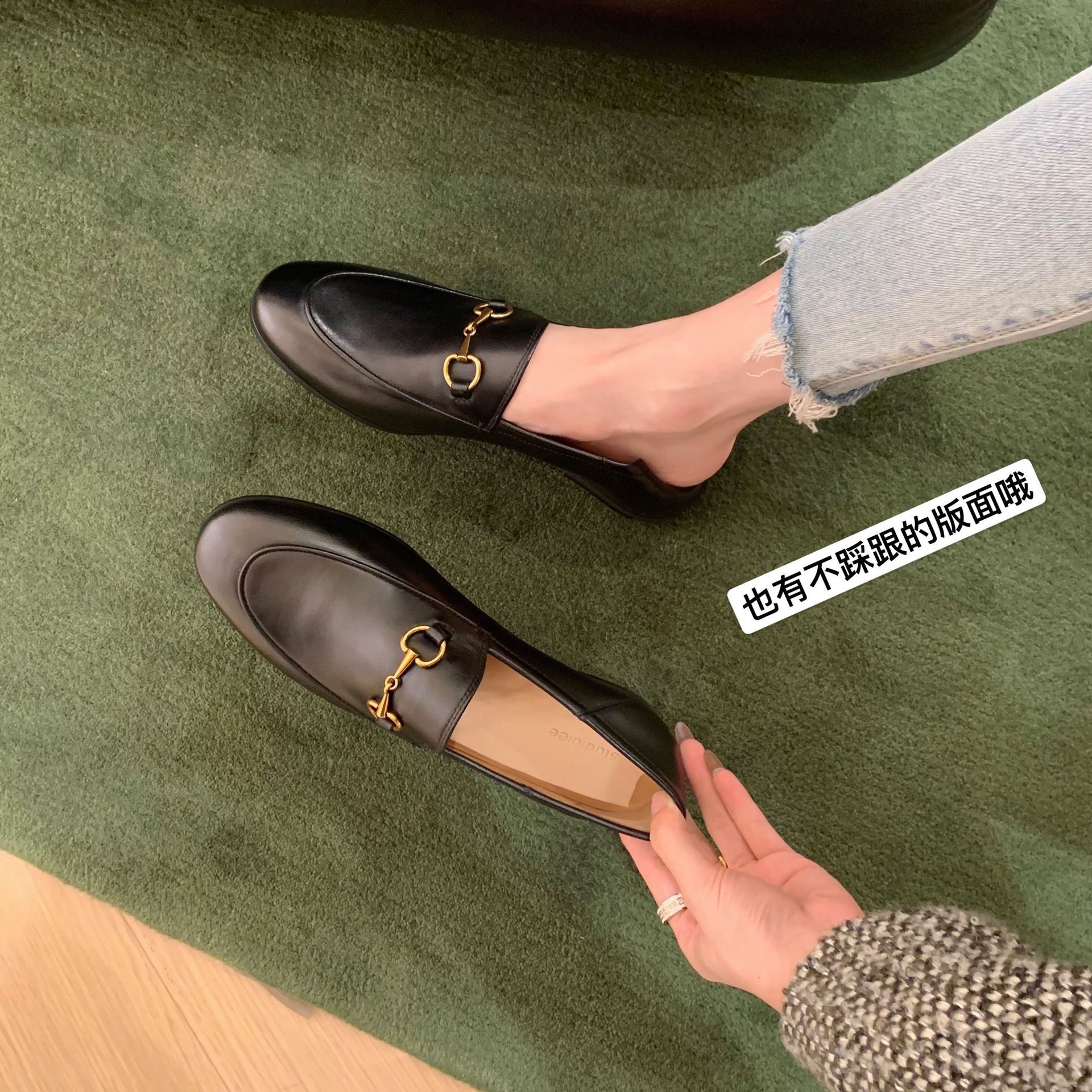 Elegant Horsebit Loafers for Women, New Spring/Summer Soft Sole Flat Commuter Slip-On Genuine Leather British Style Shoes