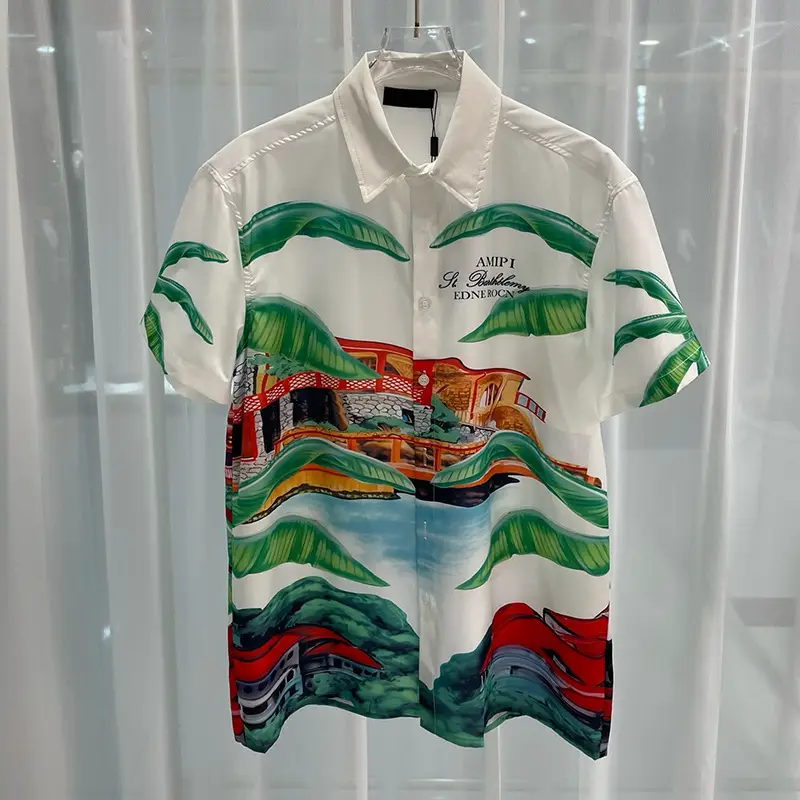 2024 early spring new European and American fashion cross-border foreign trade fashion young men's casual beach shirt shorts suit